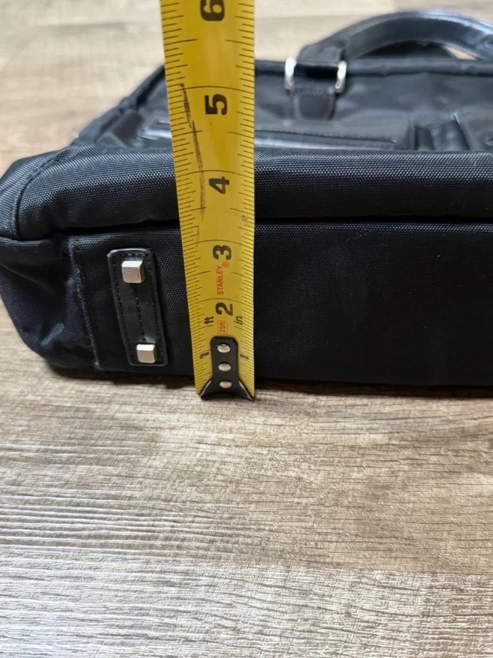 TUMI Black Ballistic Nylon & Leather Slim Satchel Padded 15